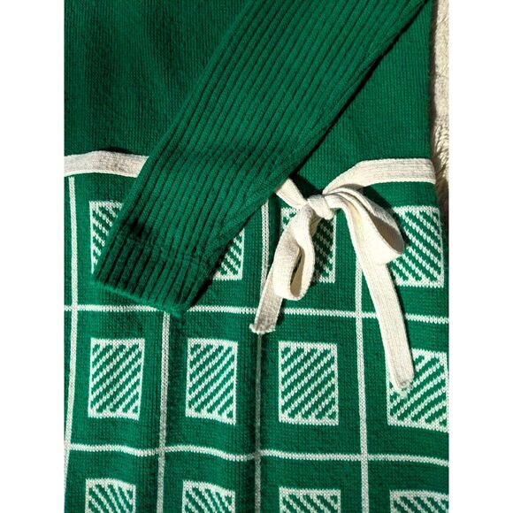 Vtg 70s Sears Juniors Bazaar Green Knit Tie Waist Shift Sweater MiniDress sz 4/6 - Picture 9 of 10